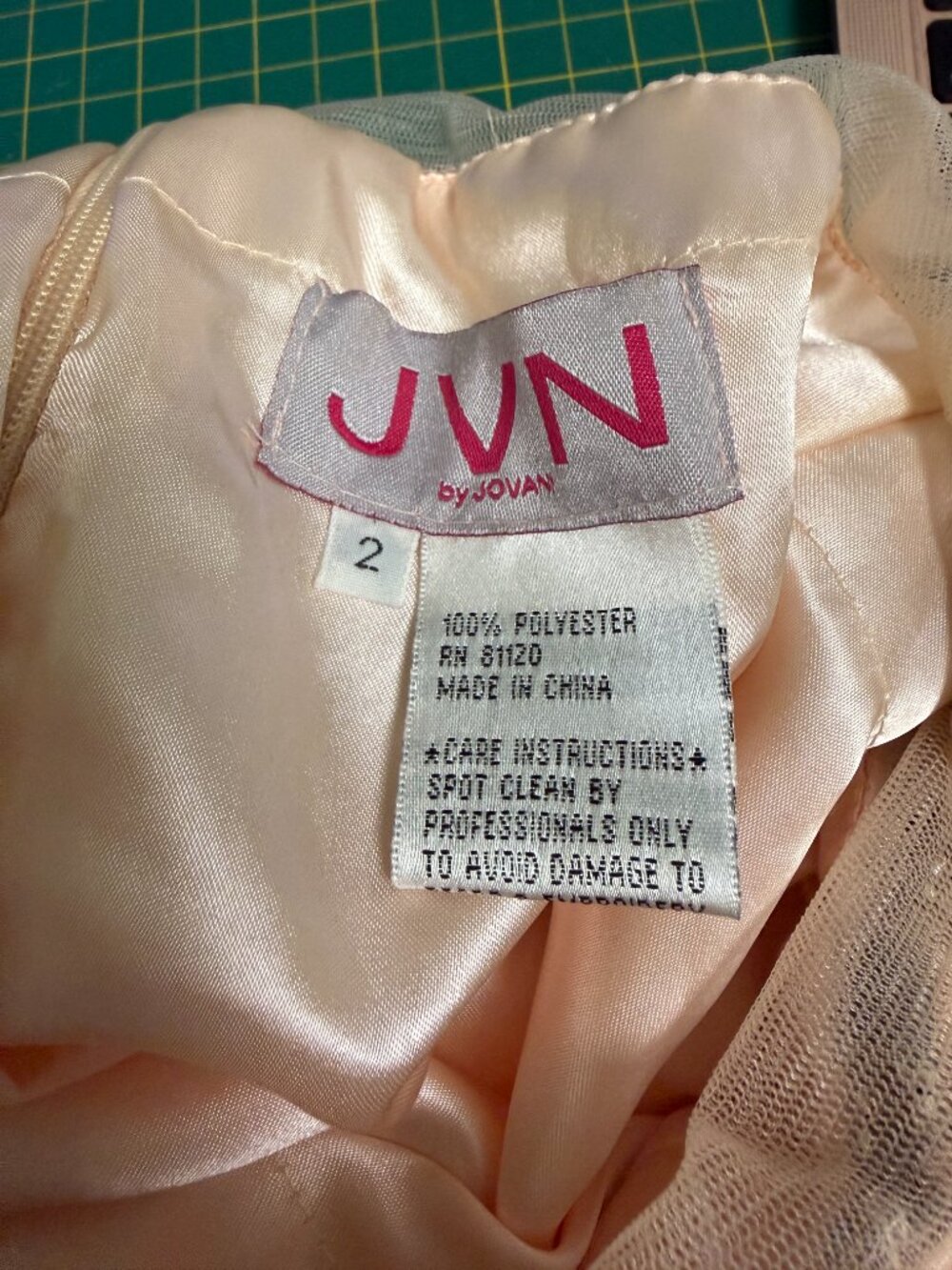 JVN by Jovani Blush Rhinestone Chiffon Homecoming Party Dress Size 2 - Picture 11 of 12